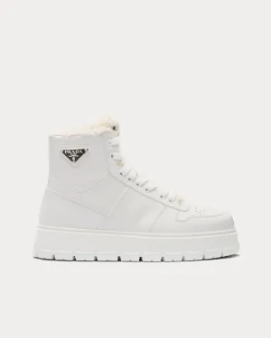 Leather & Shearling White High Top sneakers