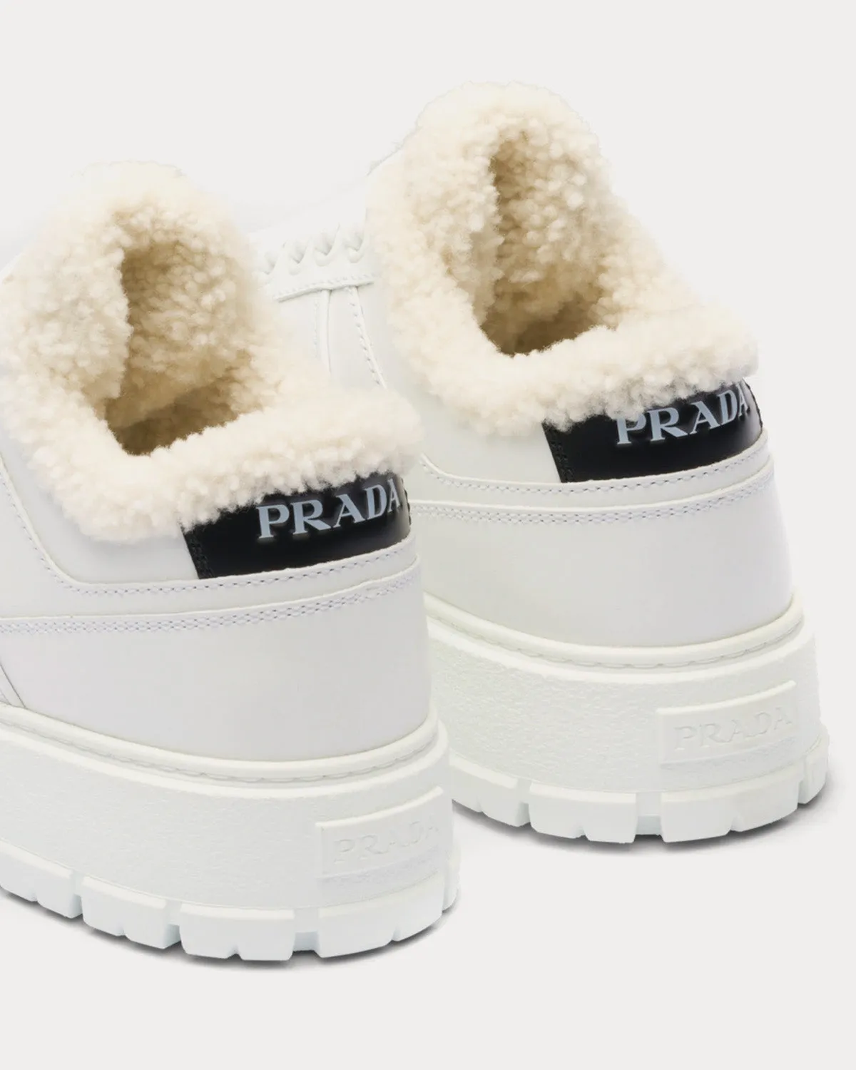 Leather & Shearling White Low Top sneakers