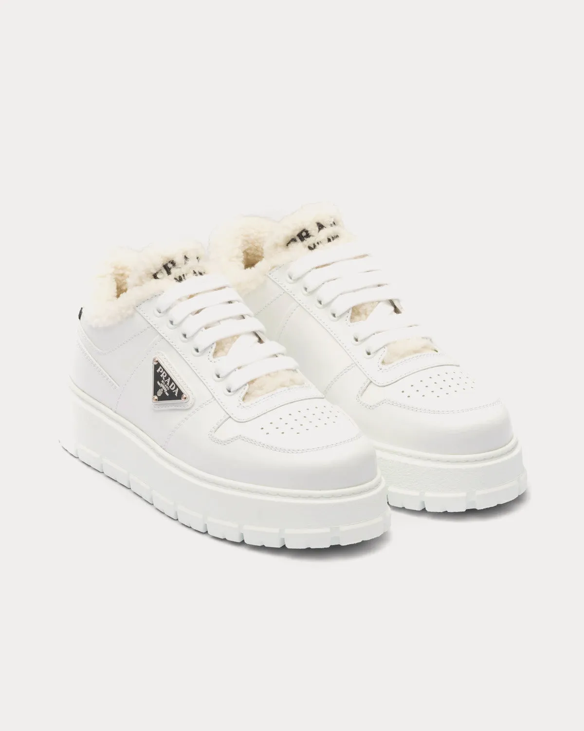 Leather & Shearling White Low Top sneakers