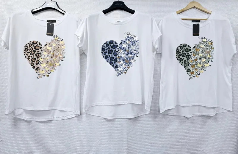Leopard Butterfly Cotton T-Shirt Top