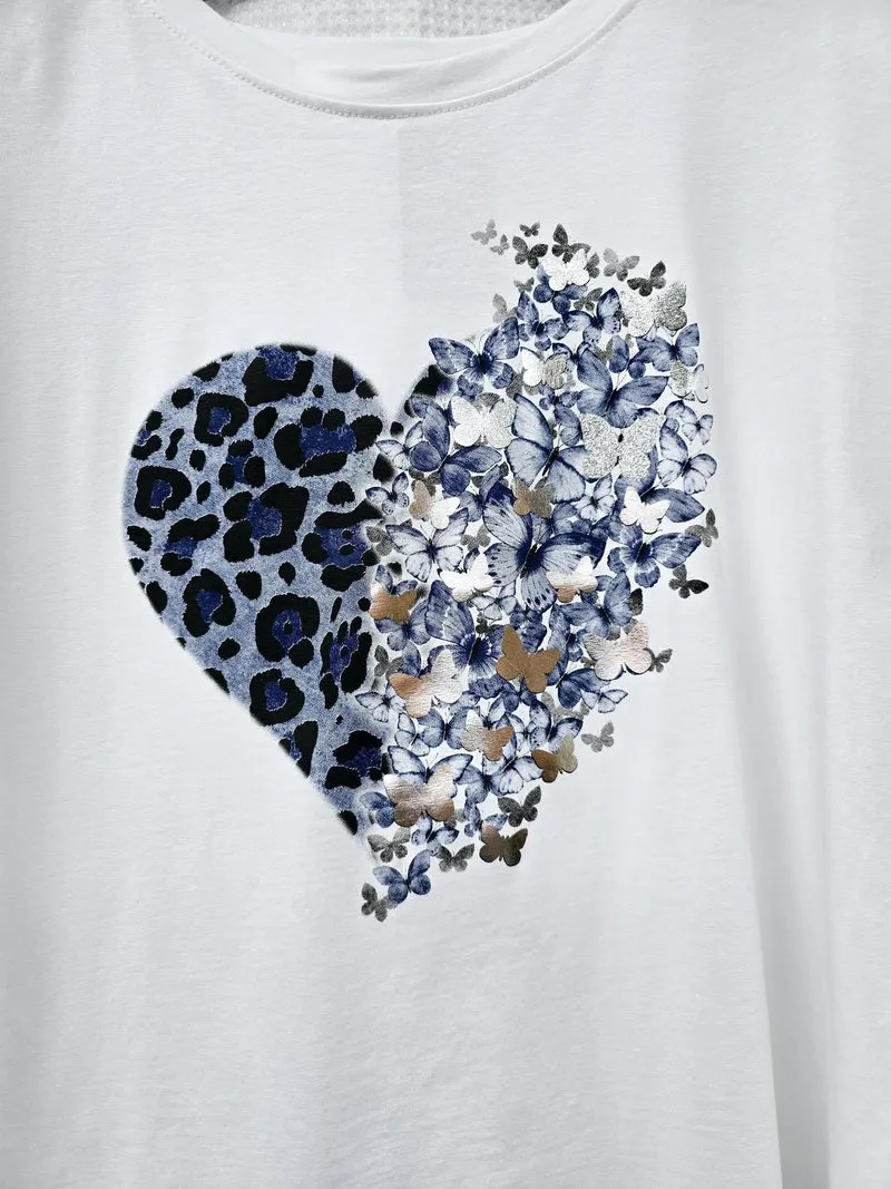 Leopard Butterfly Cotton T-Shirt Top