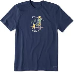 Life is Good Men's Crusher Tee, Short Sleeve Cotton Graphic T-Shirts, Happy Hour Fish