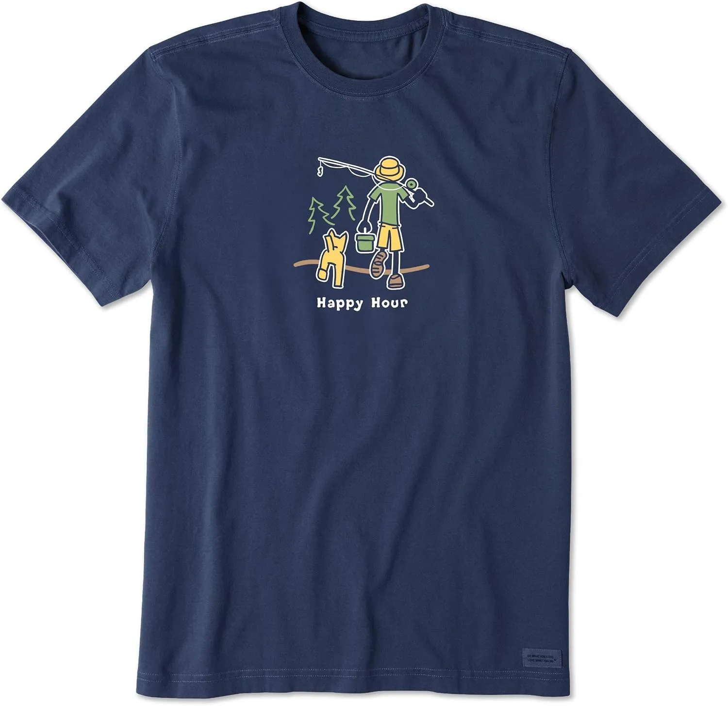 Life is Good Men's Crusher Tee, Short Sleeve Cotton Graphic T-Shirts, Happy Hour Fish