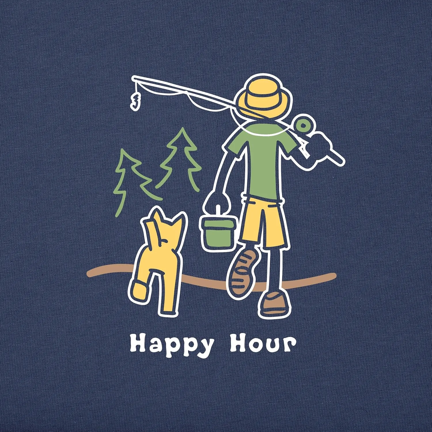 Life is Good Men's Crusher Tee, Short Sleeve Cotton Graphic T-Shirts, Happy Hour Fish