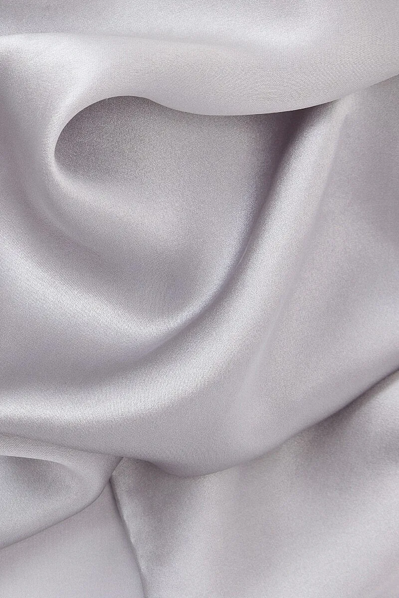 Light Grey Plain Silk Pocket Square