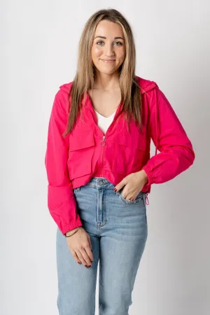 Lightweight nylon cargo jacket fuchsia