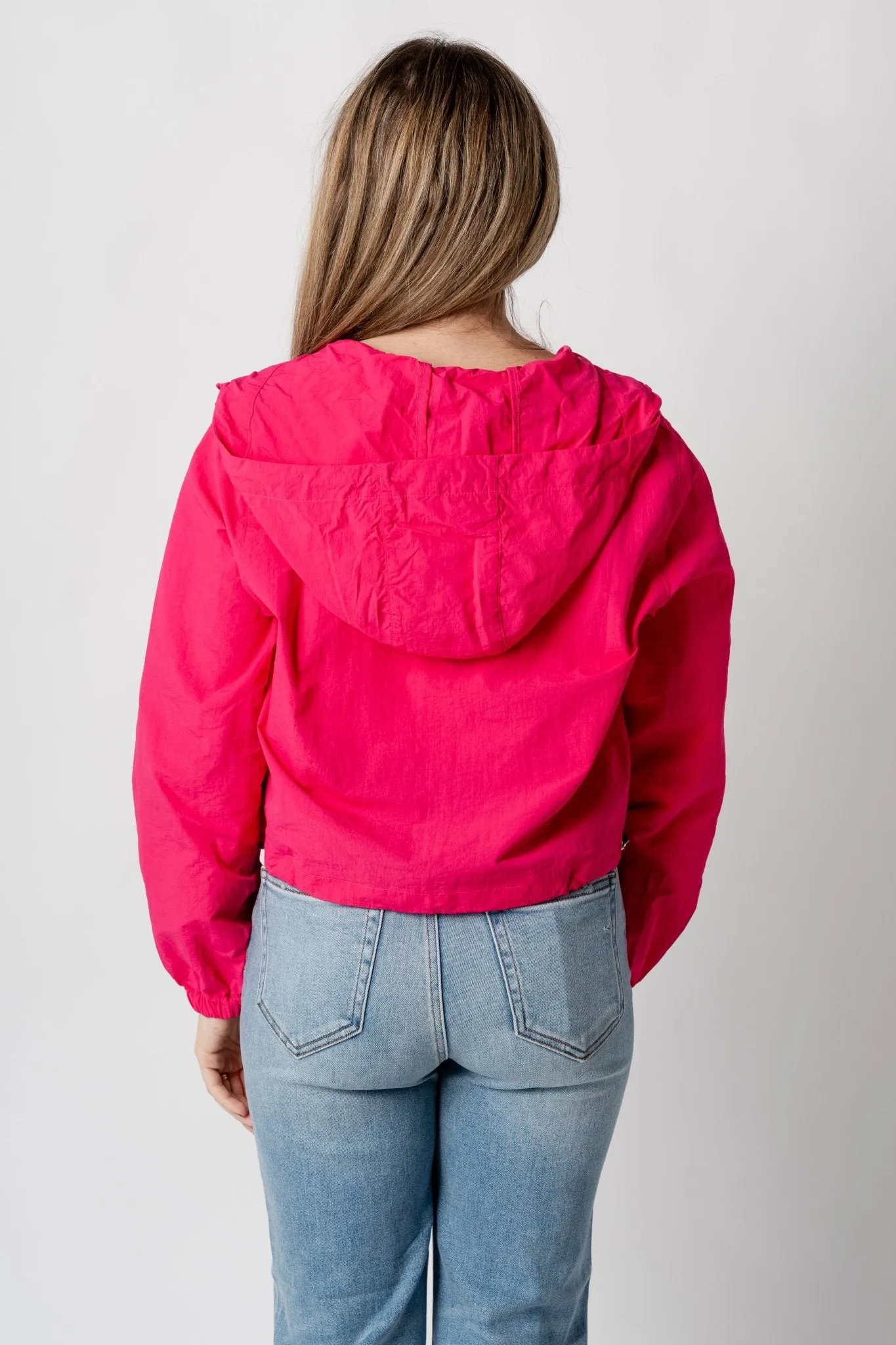 Lightweight nylon cargo jacket fuchsia