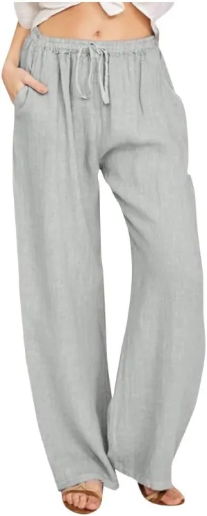 Linen Pants Women Summer 2025 Casual Drawstring High Waist Cotton Wide Leg Petite Pant Lounge Trousers with Pockets