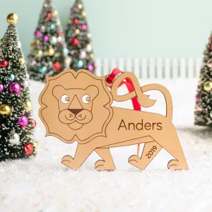 Lion Wooden Christmas Ornament - Personalized