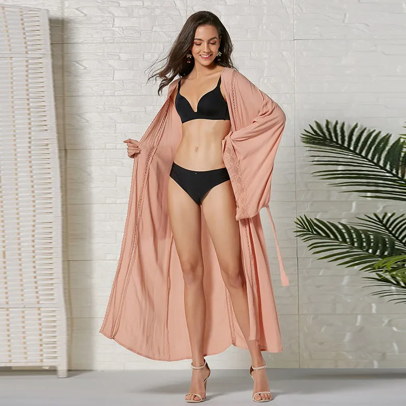 Long Rayon Beach Kimono cover up