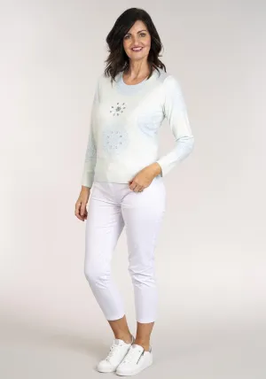 Long Sleeve Printed Sweater - Green