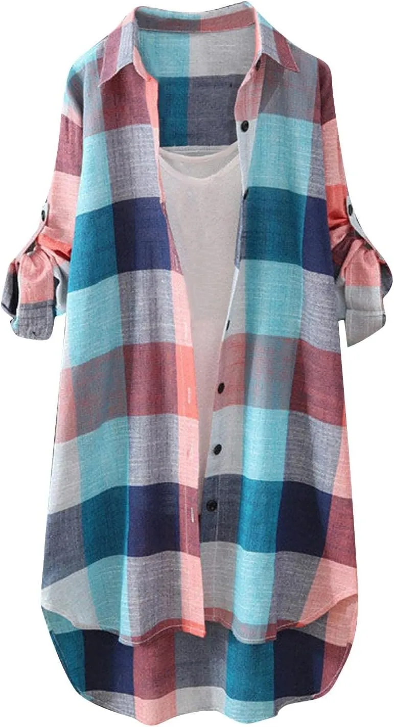 Long Sleeve Shirts for Women,2024 Spring Summer Dressy Casual Button Down Plus Size Tops Office Work Blouses