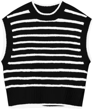 Lueluoye Sweater Vest for Women 2024 Crew Neck Cap Sleeve Tops Striped Knit Tank Top S-2XL