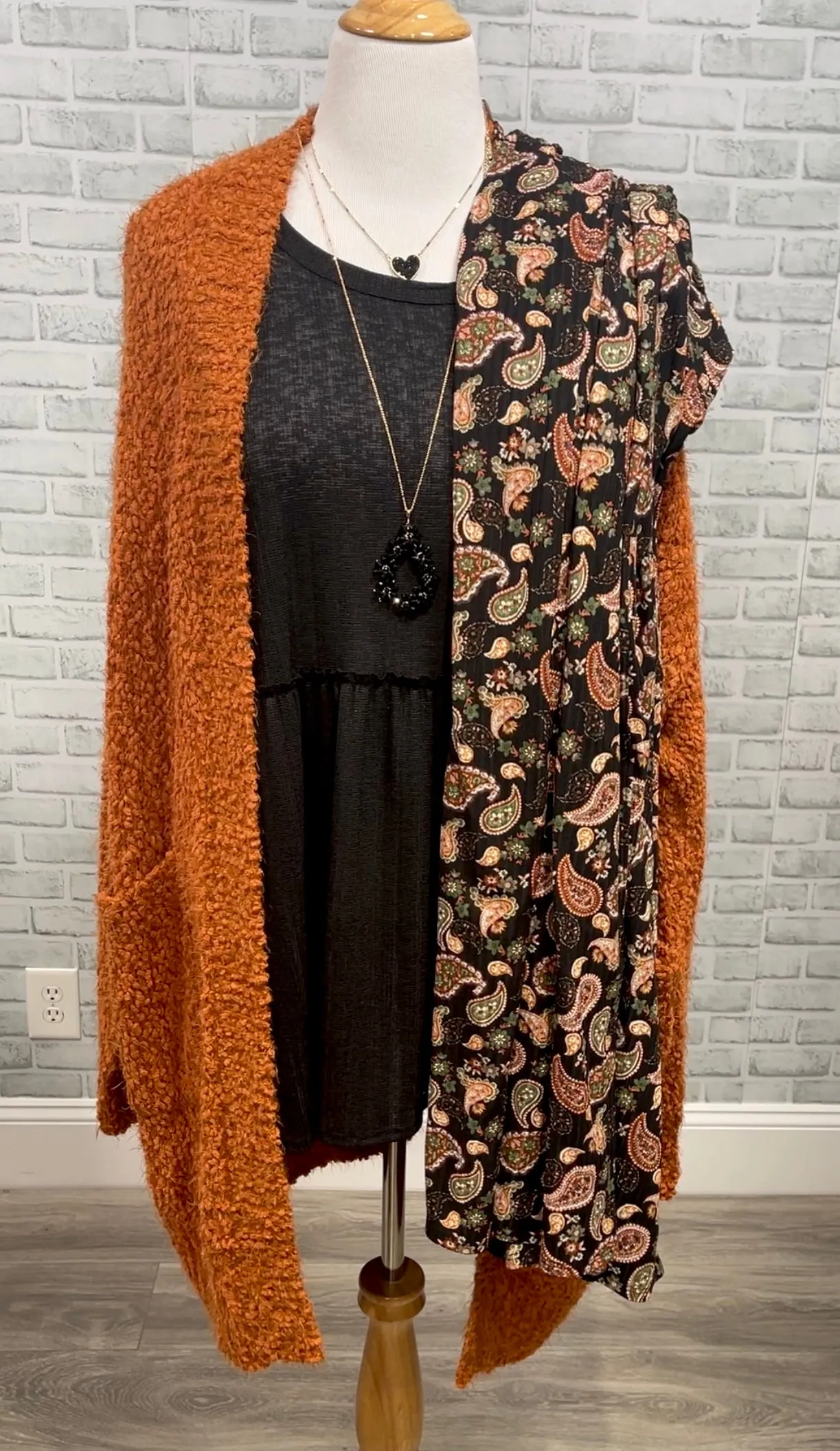 LUXE Fuzzy Cardigan from Michelle Mae in Rust