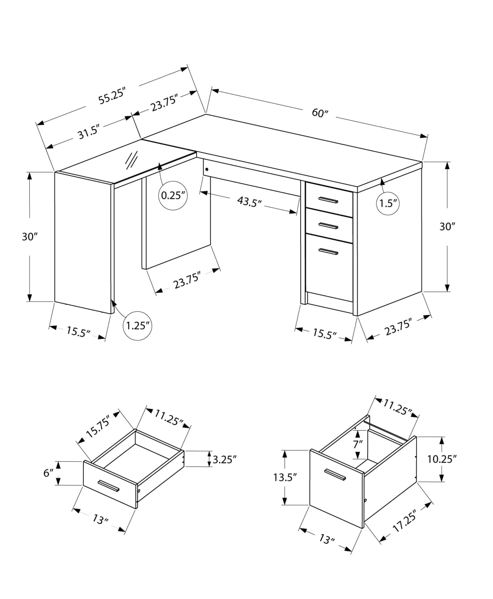 Lyndsey L-Shaped Desk with Storage Drawers