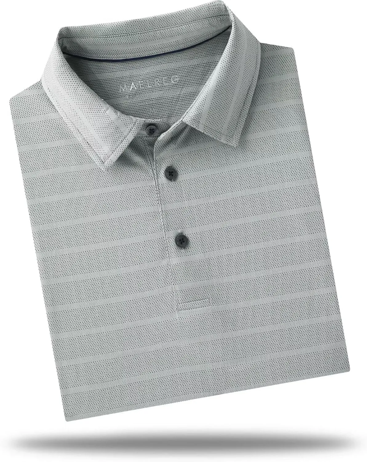 M MAELREG Men's Golf Shirts Moisture Wicking Dry Fit Lightweight Performance Short Sleeve Jacquard Striped Polo Shirts