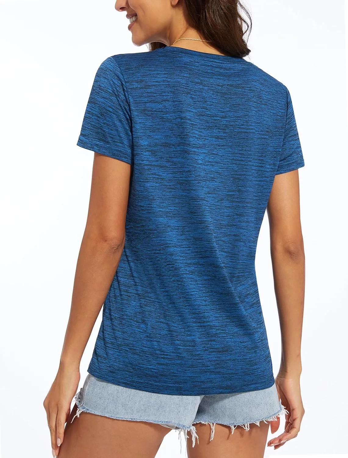 MAGCOMSEN Women's V Neck Workout Shirts Short Sleeve Moisture Wicking Yoga T-Shirts Quick Dry Athletic Tops