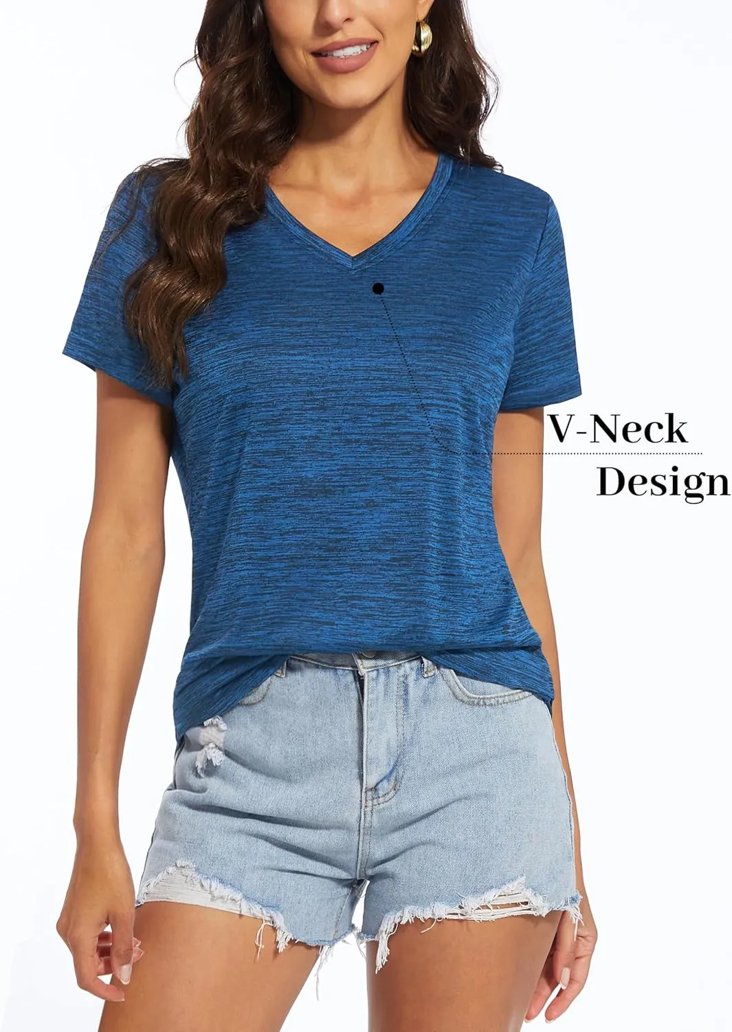 MAGCOMSEN Women's V Neck Workout Shirts Short Sleeve Moisture Wicking Yoga T-Shirts Quick Dry Athletic Tops