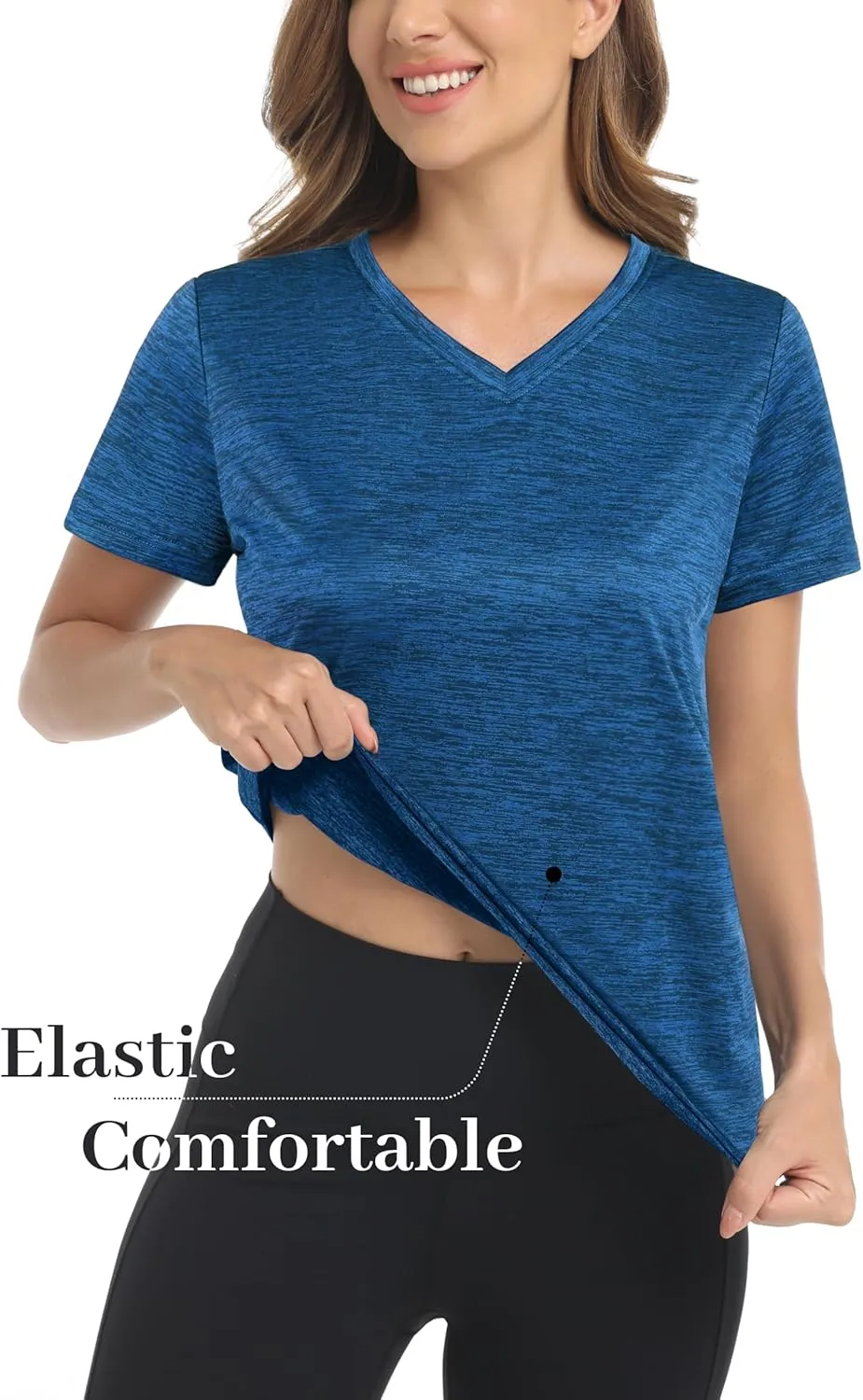 MAGCOMSEN Women's V Neck Workout Shirts Short Sleeve Moisture Wicking Yoga T-Shirts Quick Dry Athletic Tops