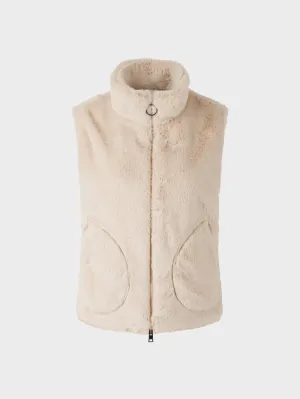 Marc Cain Sports Fun Fur Vest Gilet in Almond Milk VS 37.04 W42 COL 134