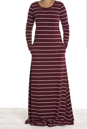 Maroon stripe Jersey dress