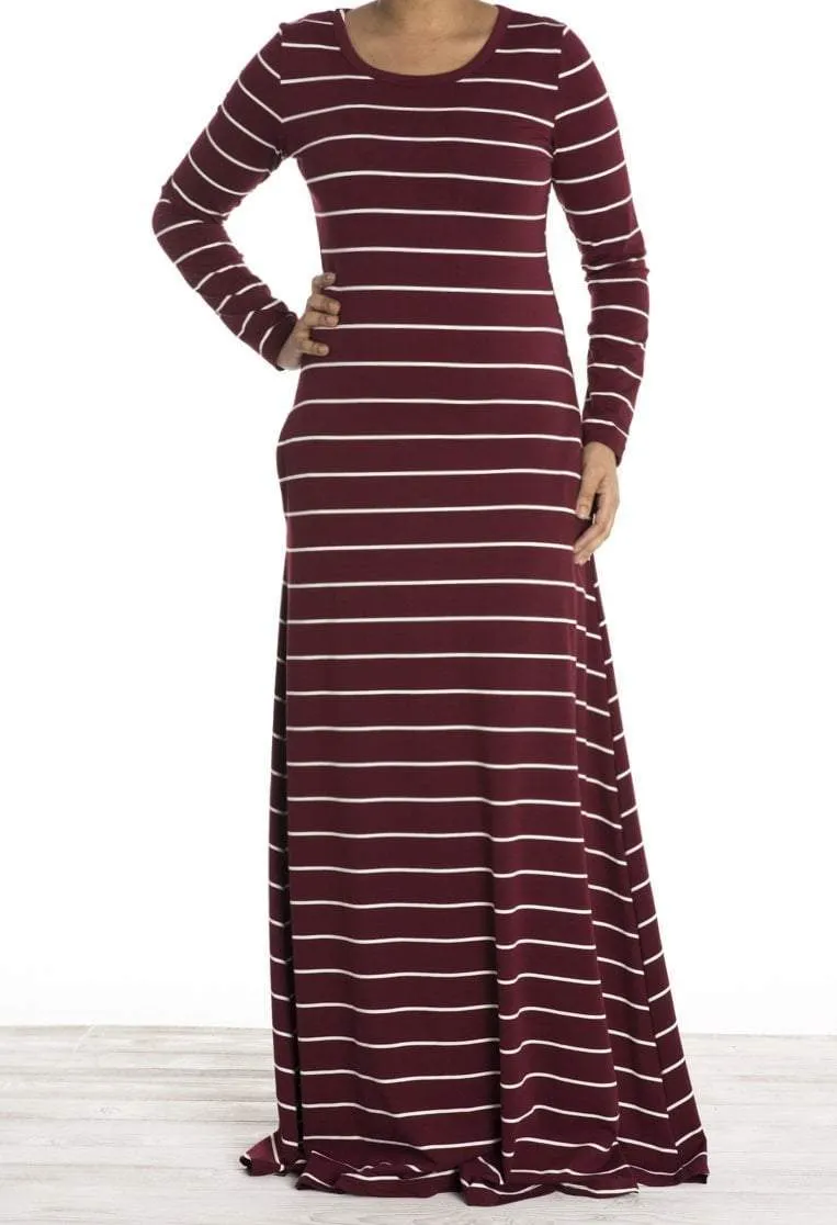 Maroon stripe Jersey dress
