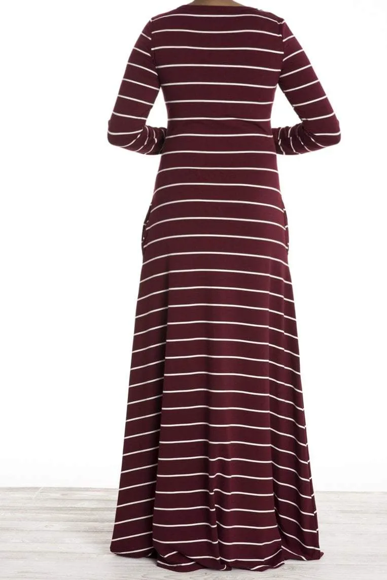 Maroon stripe Jersey dress