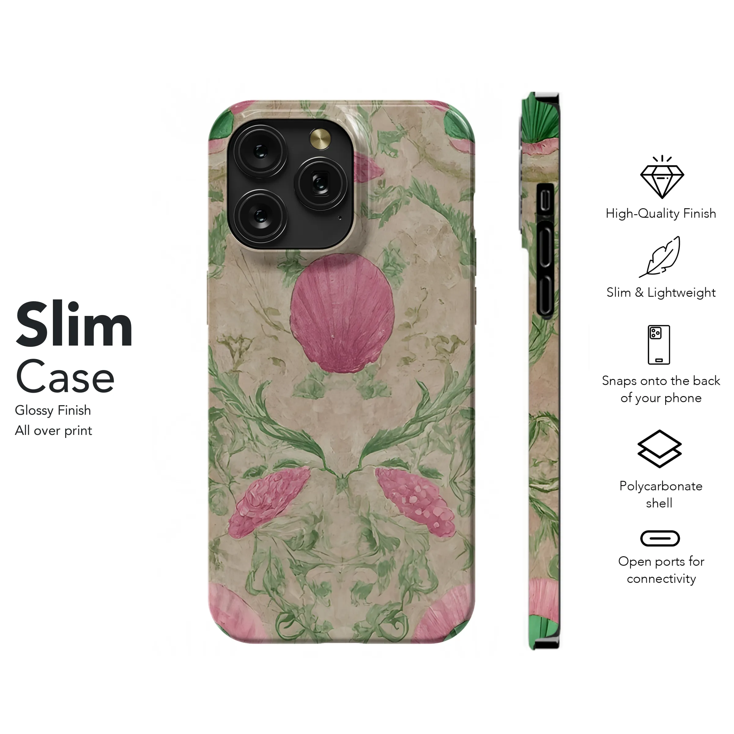 Matte : Greek, Roman, Shells, Map, Vintage, Open Phone Case iPhone Samsung Cover Pixel 3301