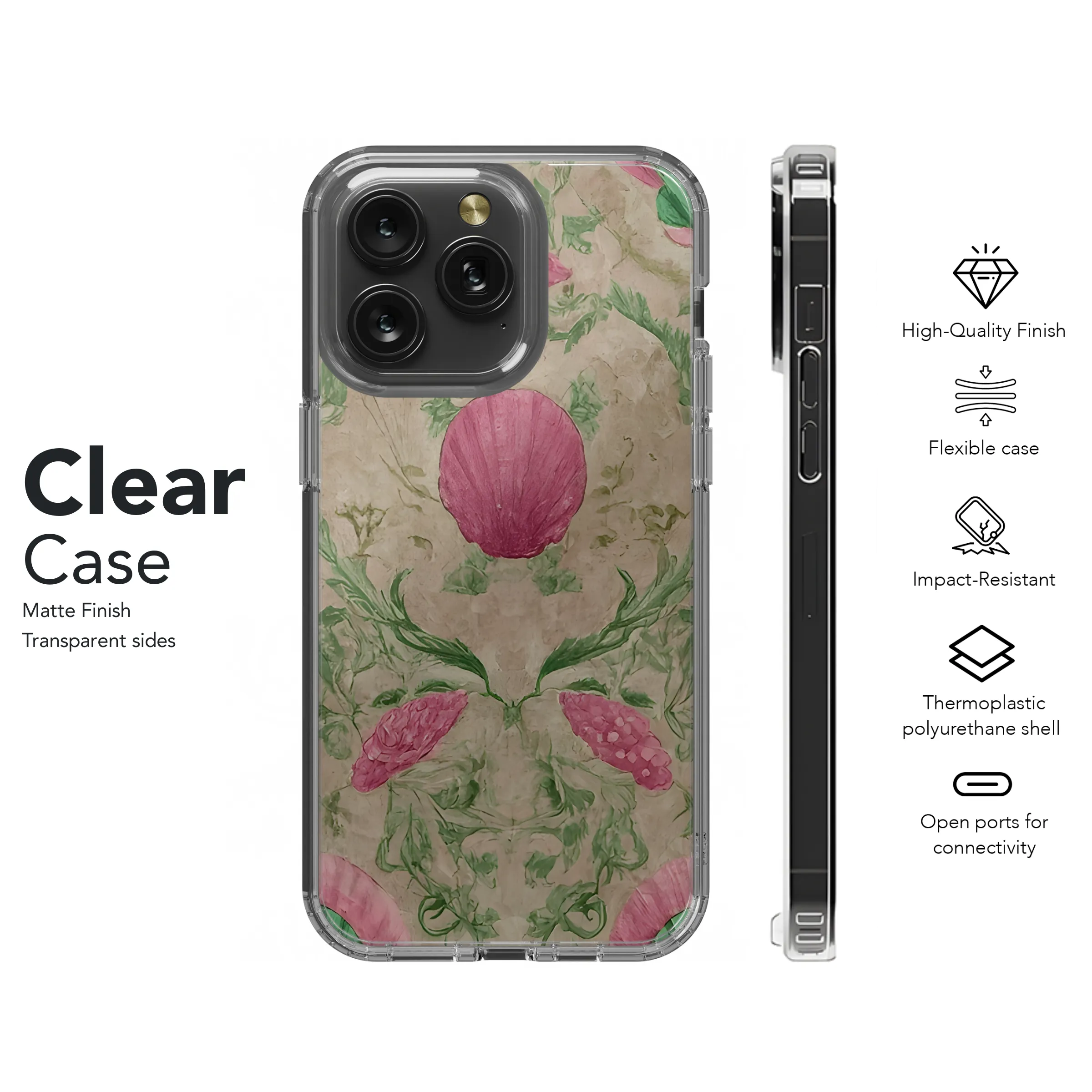 Matte : Greek, Roman, Shells, Map, Vintage, Open Phone Case iPhone Samsung Cover Pixel 3301