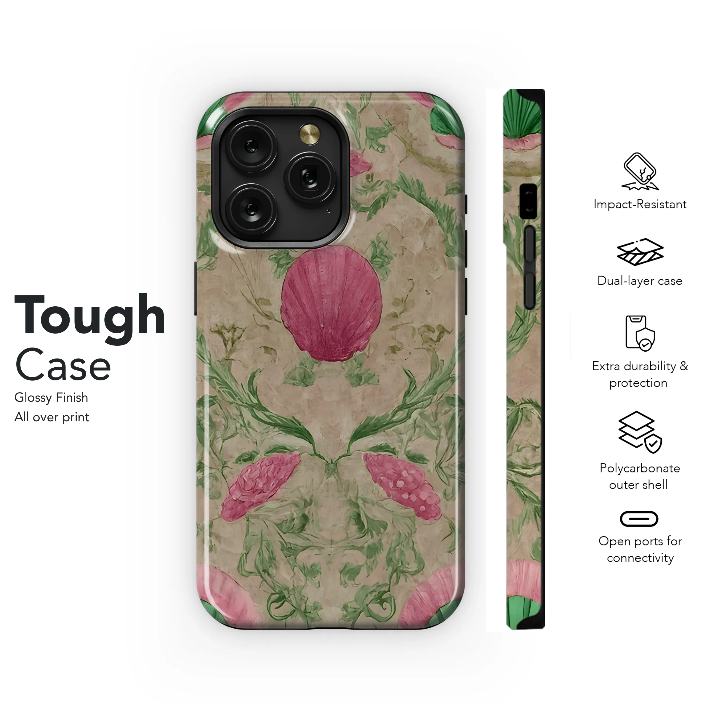 Matte : Greek, Roman, Shells, Map, Vintage, Open Phone Case iPhone Samsung Cover Pixel 3301