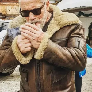 Mens Arnold Schwarzenegger Winter Aviator - Shearling Leather Jacket