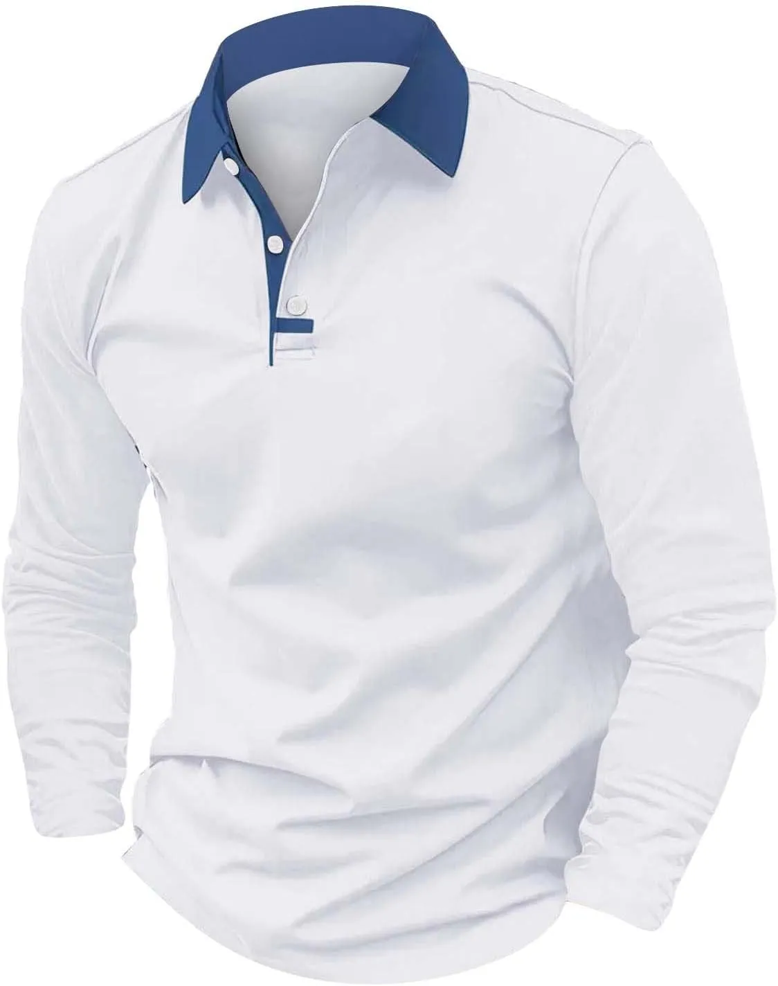 Mens Camo Long Sleeve Polo Shirts Button Up Collared Slim Fit Golf Tee Shirts Casual Fall Winter Big and Tall Tops