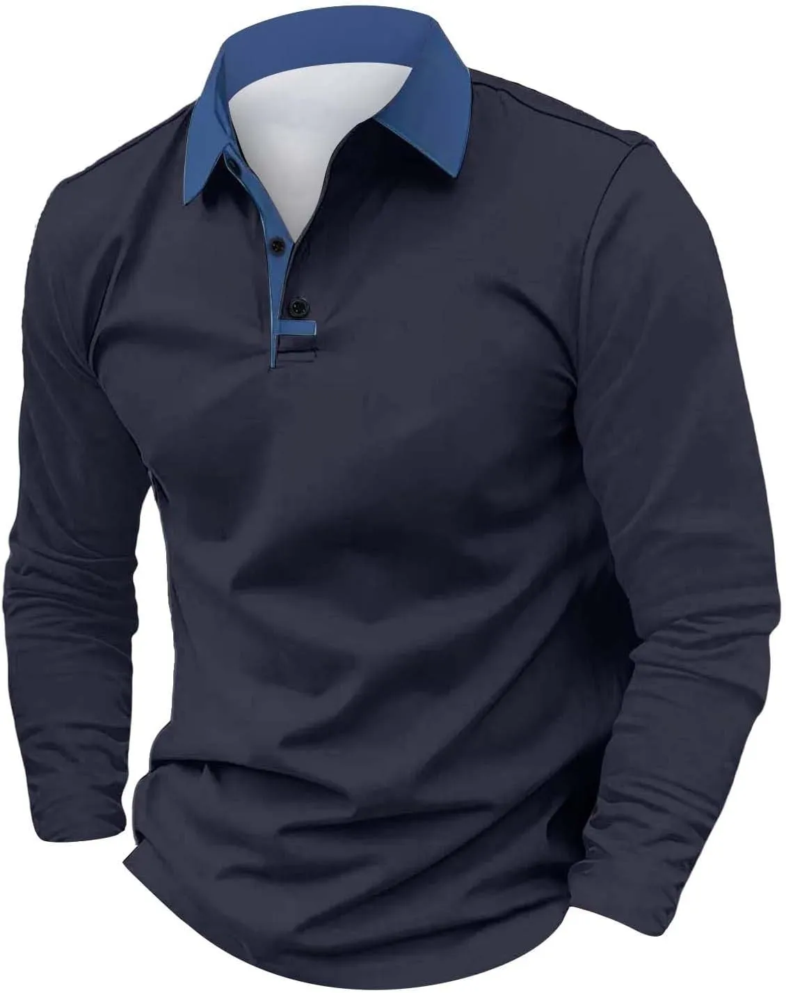 Mens Camo Long Sleeve Polo Shirts Button Up Collared Slim Fit Golf Tee Shirts Casual Fall Winter Big and Tall Tops