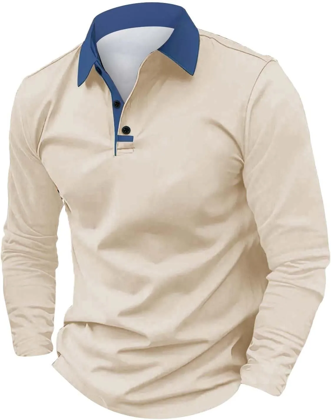 Mens Camo Long Sleeve Polo Shirts Button Up Collared Slim Fit Golf Tee Shirts Casual Fall Winter Big and Tall Tops