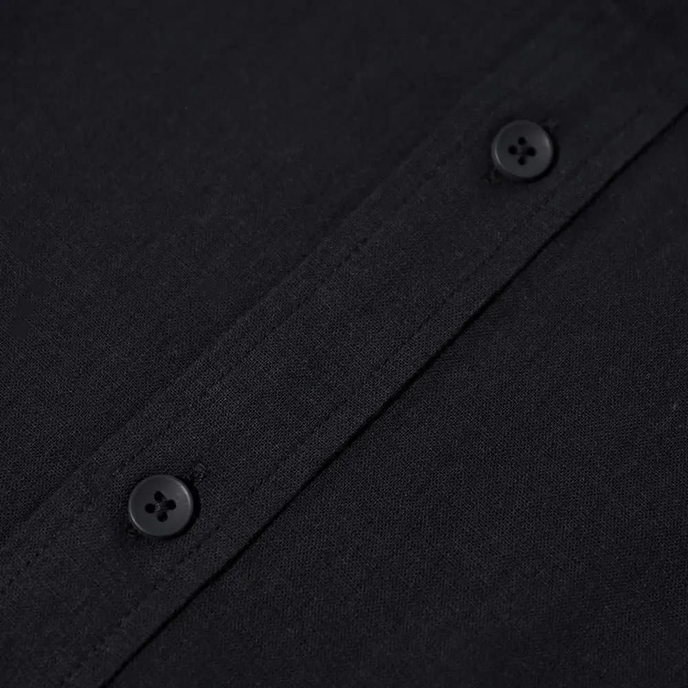 Mens Casual Long Sleeve Cotton Linen Shirts Buttons Down Solid Plain Roll-Up Sleeve Summer Beach Shirts