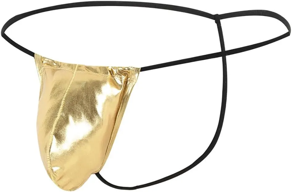 Men's G-string Thong Low-Rise Thongs T-Back Sexy Panties Patent Leather Thong Briefs