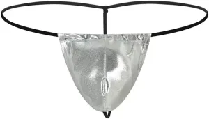 Men's G-string Thong Low-Rise Thongs T-Back Sexy Panties Patent Leather Thong Briefs