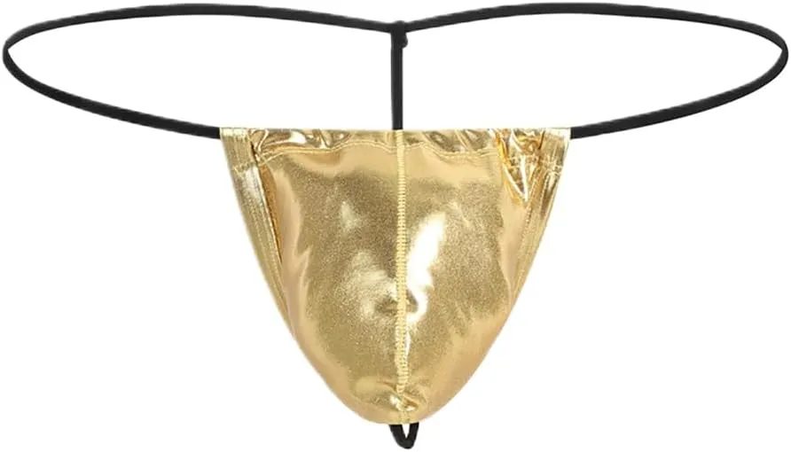 Men's G-string Thong Low-Rise Thongs T-Back Sexy Panties Patent Leather Thong Briefs