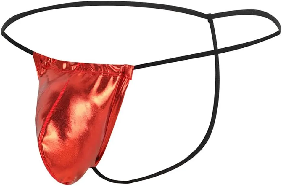 Men's G-string Thong Low-Rise Thongs T-Back Sexy Panties Patent Leather Thong Briefs