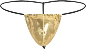 Men's G-string Thong Low-Rise Thongs T-Back Sexy Panties Patent Leather Thong Briefs