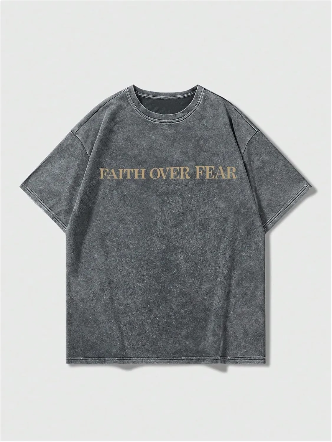 Men's Graphic Tee Shirt Oversized Drop Shoulder Vintage T-Shirt Letter Print Streetwear Casual Summer Tops