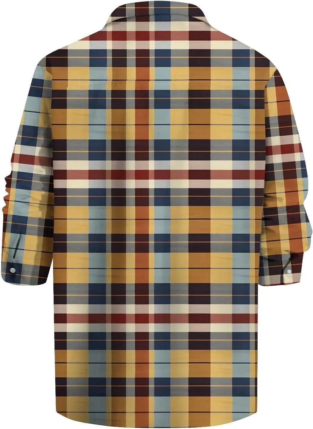 Mens Hawaiian Shirts Color Block Printed Casual Long Sleeve Button Down Turn Down Collar Slim Fit Beach Dress Shirts