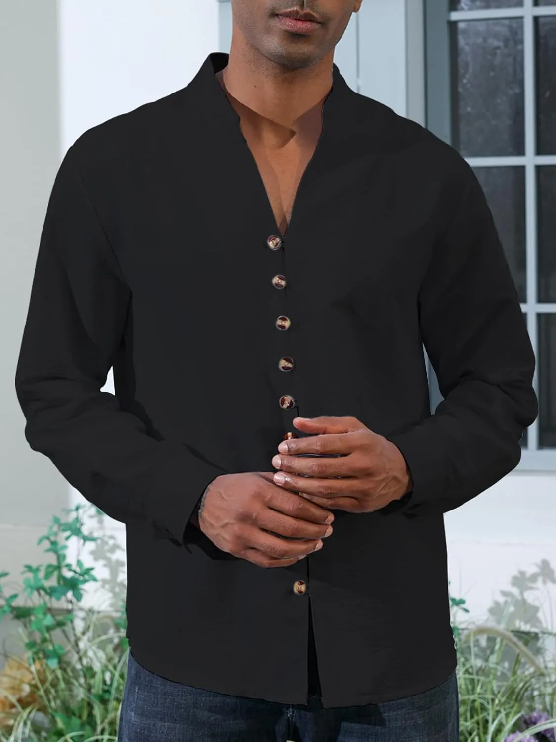 Mens Linen Shirt Short Sleeve Button Down Collar T Shirt Blouses Casual Solid Color Summer Vacation Beach Shirts