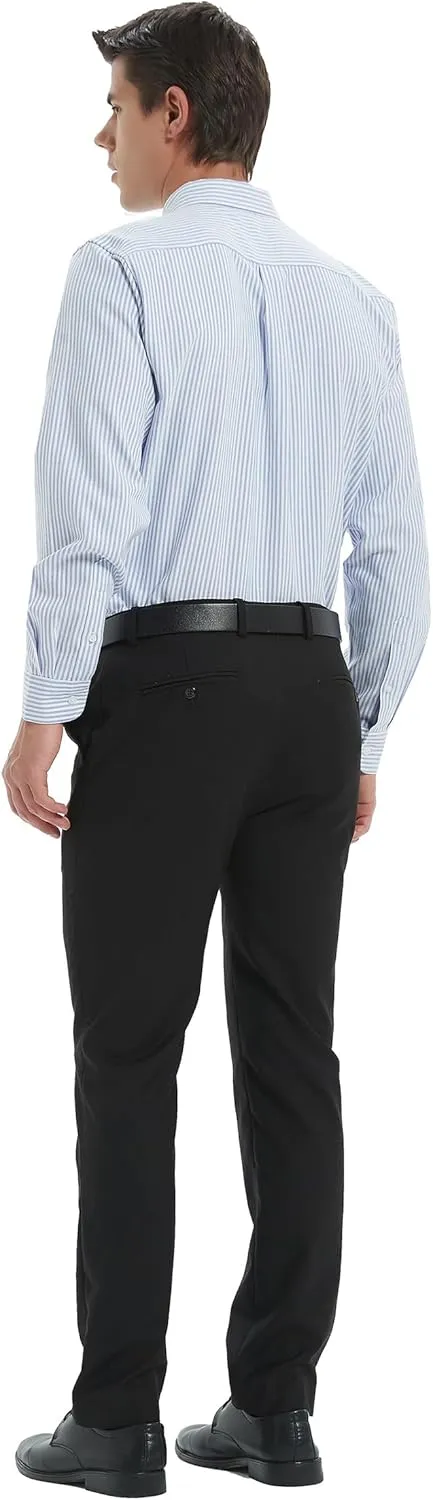 Men's Oxford Shirt Regular-Fit Button Down Collar Shirts Long Sleeve Dress Shirts Wrinkle Resistant with Pocket