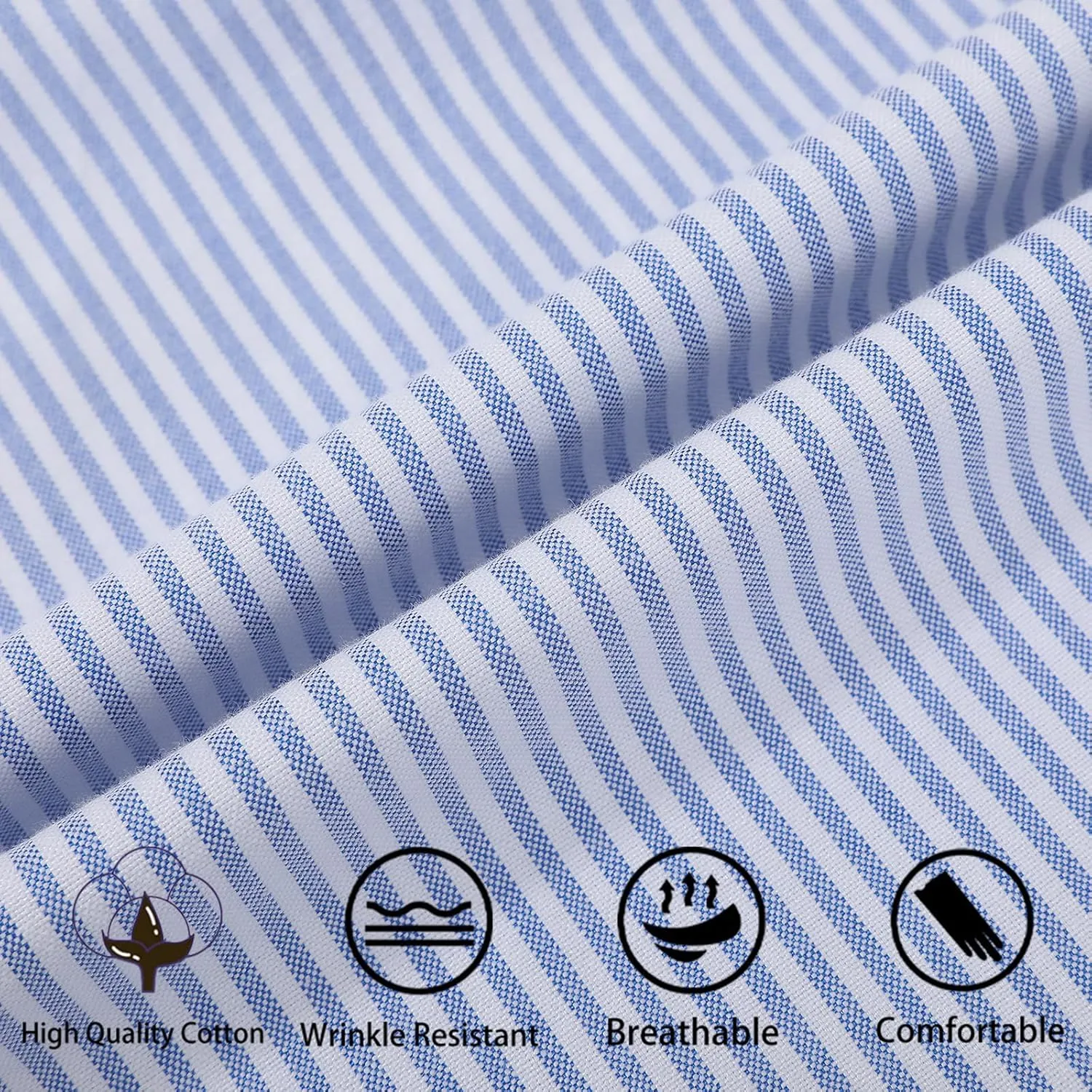 Men's Oxford Shirt Regular-Fit Button Down Collar Shirts Long Sleeve Dress Shirts Wrinkle Resistant with Pocket