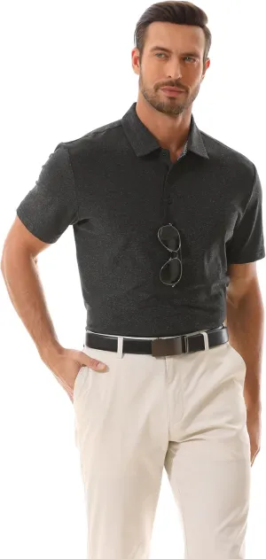 Mens Polo Shirt Quick Dry Performance Short Sleeve Tactical Shirts Golf Shirts for Men