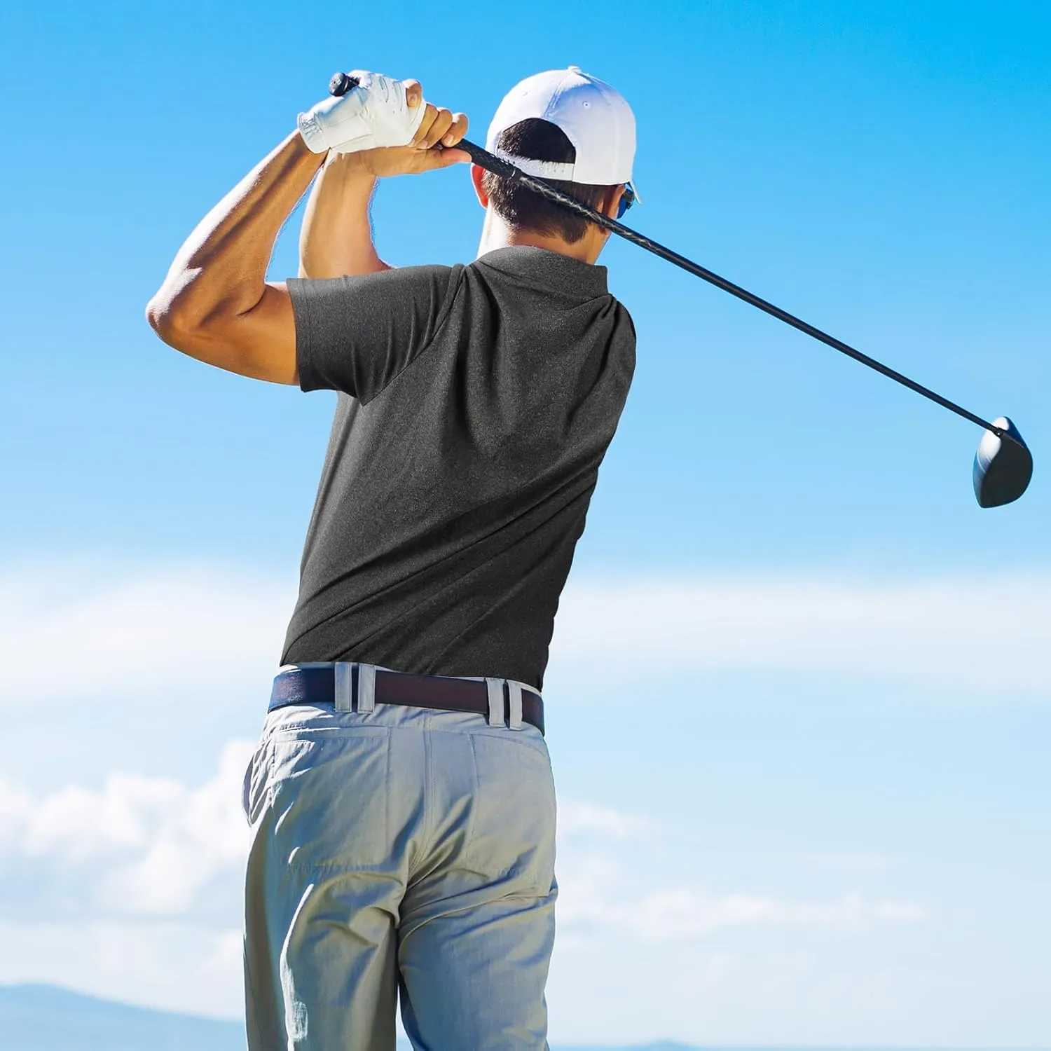 Mens Polo Shirt Quick Dry Performance Short Sleeve Tactical Shirts Golf Shirts for Men