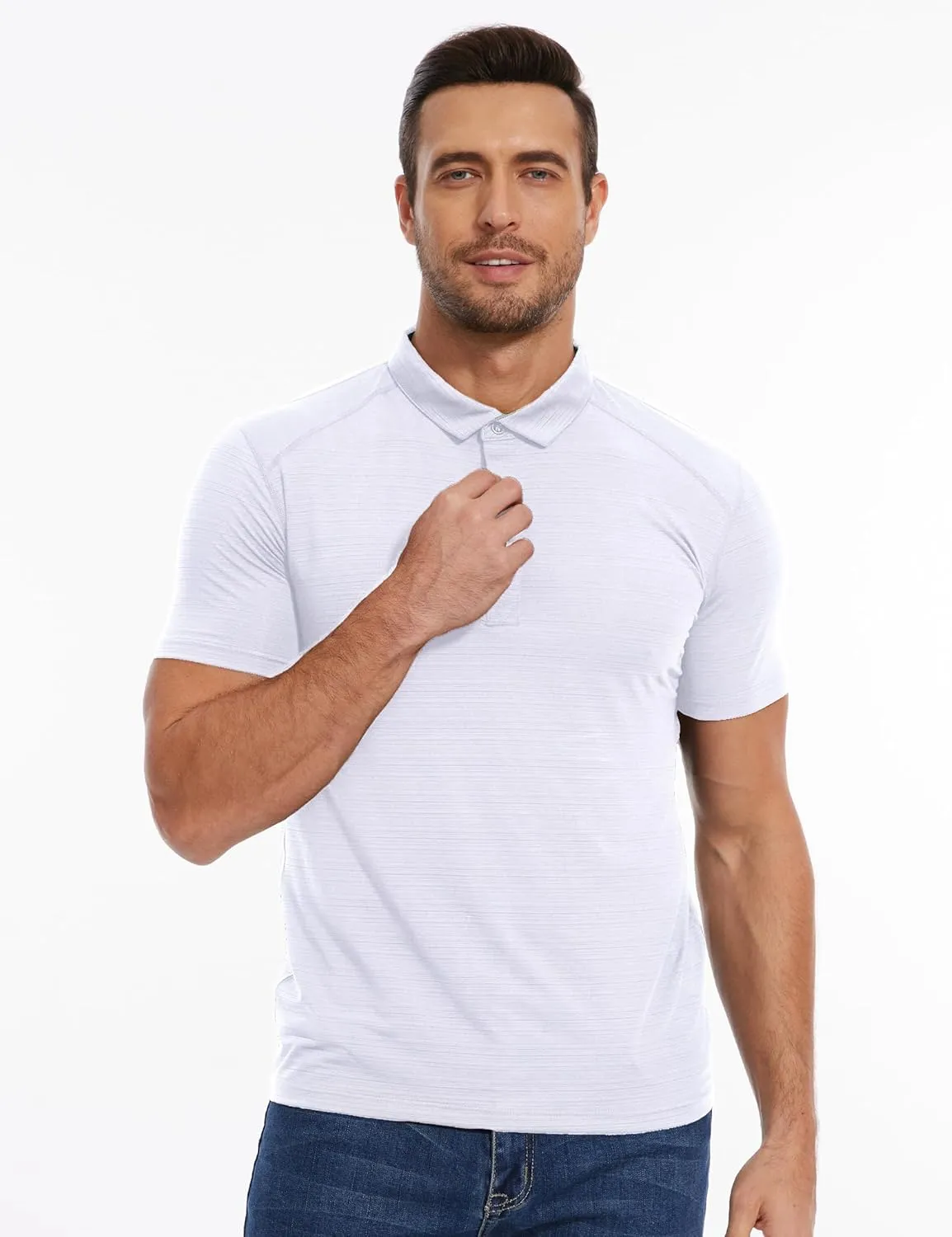 Mens Polo Shirts Quick Dry Sport T Shirt Performance Short Sleeve Athletic Tennis Golf Workout Polo Shirts