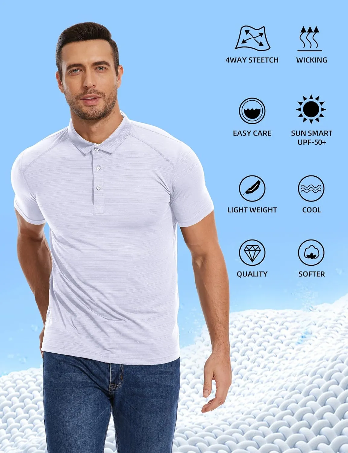 Mens Polo Shirts Quick Dry Sport T Shirt Performance Short Sleeve Athletic Tennis Golf Workout Polo Shirts