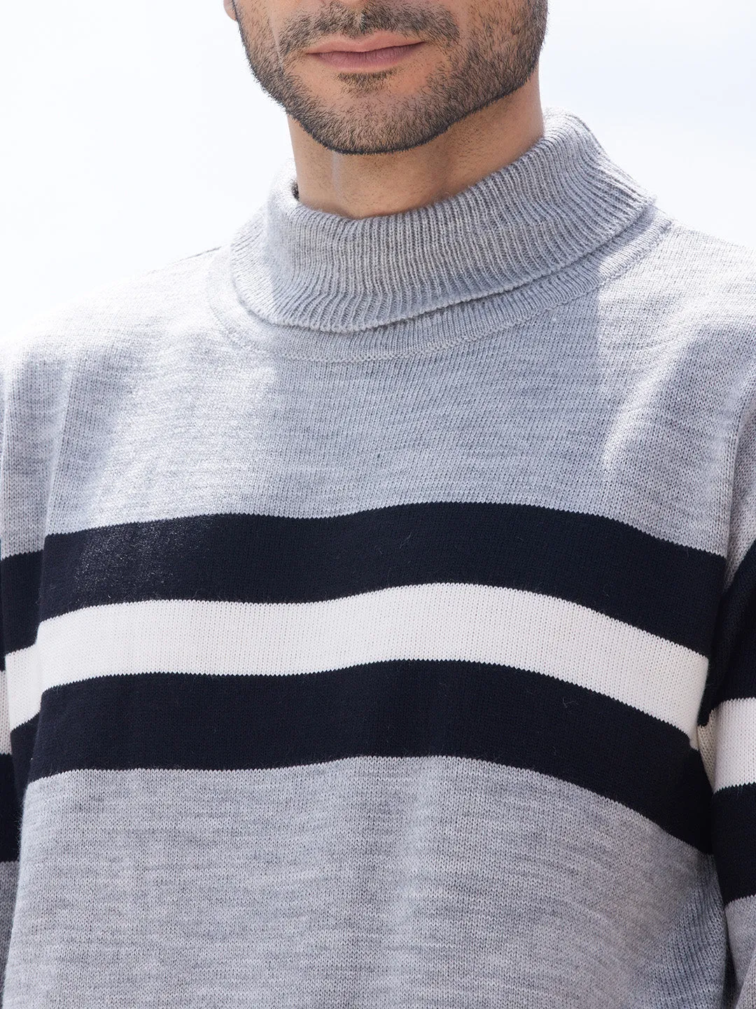 Men's Relaxed Horizontal Striped Pullover Sweater